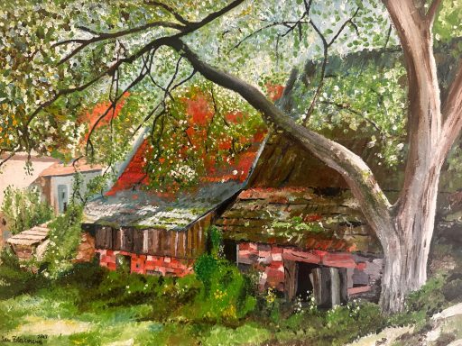 Alter Bauernhof am Neckar - freie Kunst